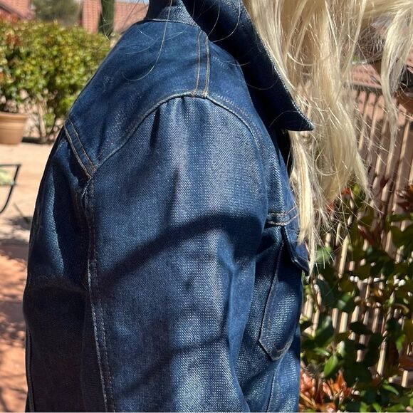 Vintage 90s Y2K Guess USA Rigid Denim Jean Trucker Jacket Cottagecore West M - Picture 9 of 12